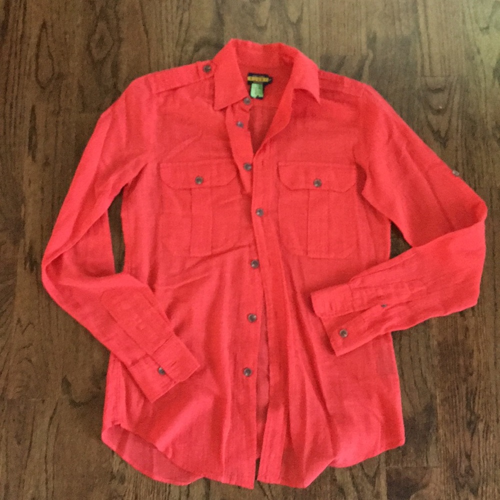 Linen Coral- Military Shirt
